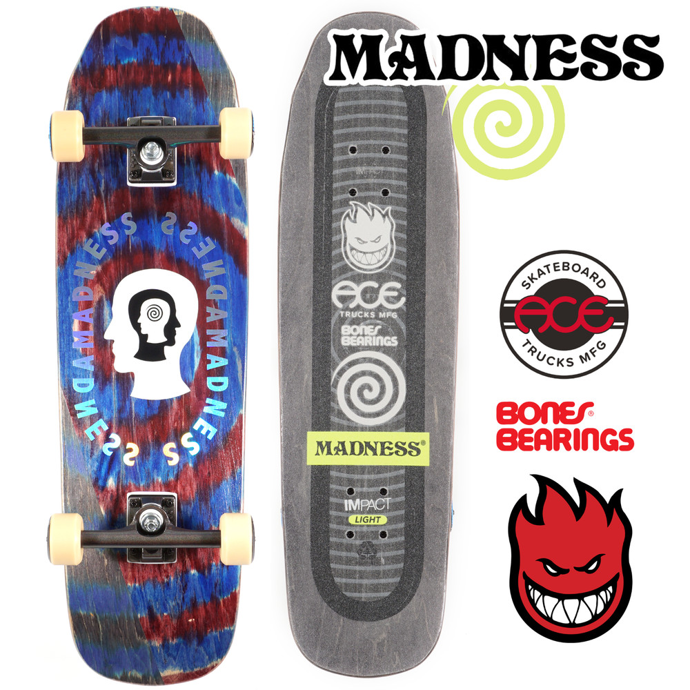 Madness Skateboards 9" Split Personality Impact Pro Complete Ace Reds Spitfire