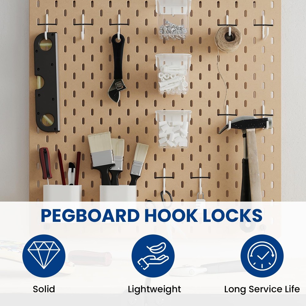 Pegboard Hook Locks Plastic Clip Retainers & Organizer Accessories Organizer