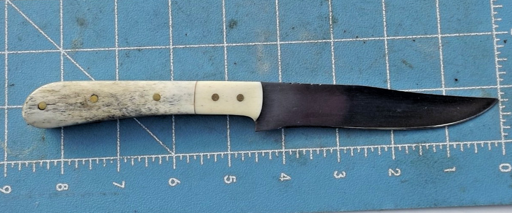 Nice Used Custom Made Bone Handle Sheath Knife TODIL or TODEL maker