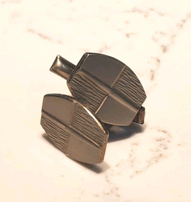 1960s Designer Silver Tone Cufflinks MCM