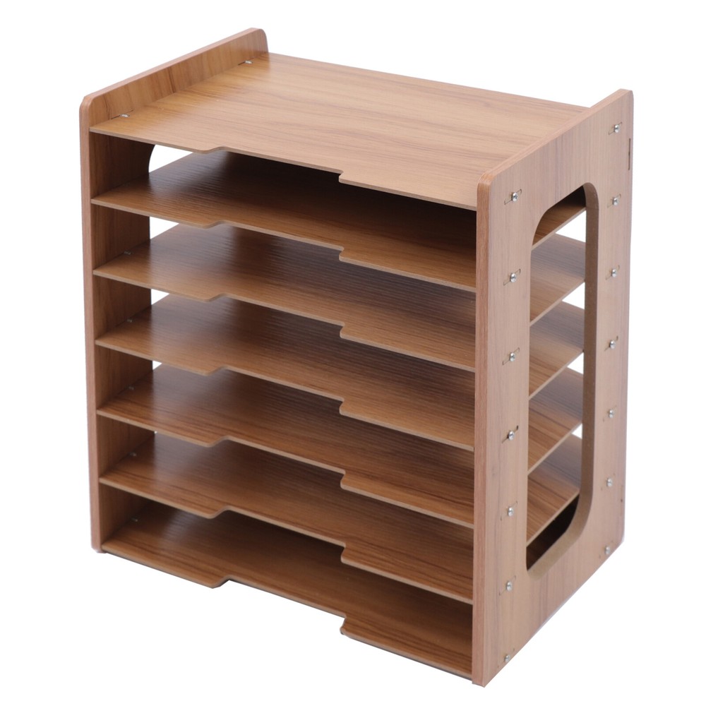 7Tier Widen Wood Office Paper Organizer Rectangular For Desk Desktop File Holder