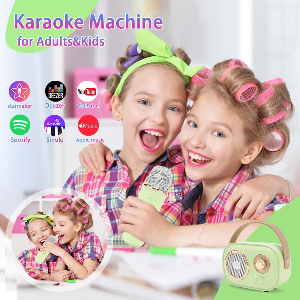 Mini Karaoke Machine for KidsPortable Bluetooth Speaker with 2 Wireless Micro...