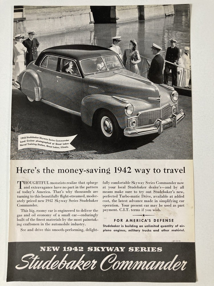 1942 Studebaker Commander Print Ad Skyway Series Money Saving