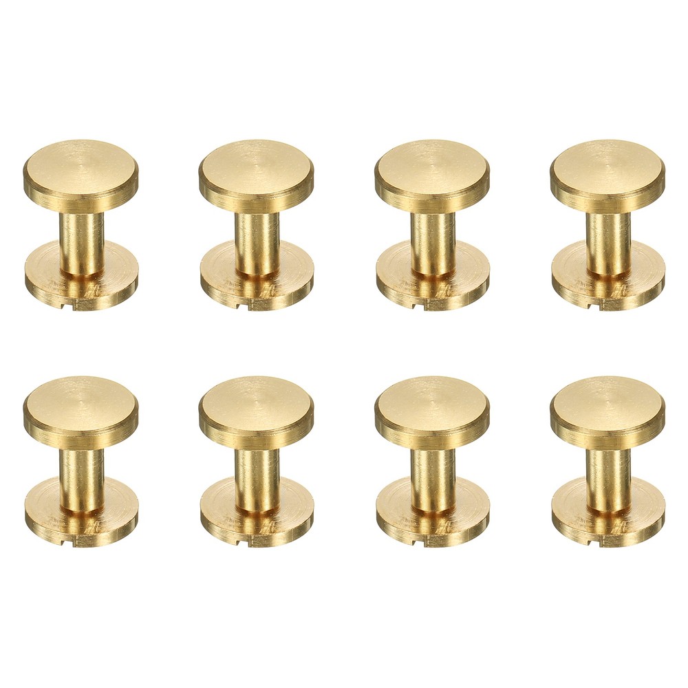 8 Pcs Brass Chicago Screws 12mm Height Flat Head Screw Binding Rivets