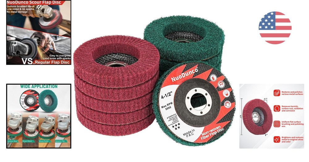 Durable Nylon Flap Discs Set - 10Pcs 4.5 Inch For Angle Grinders & Surface Prep