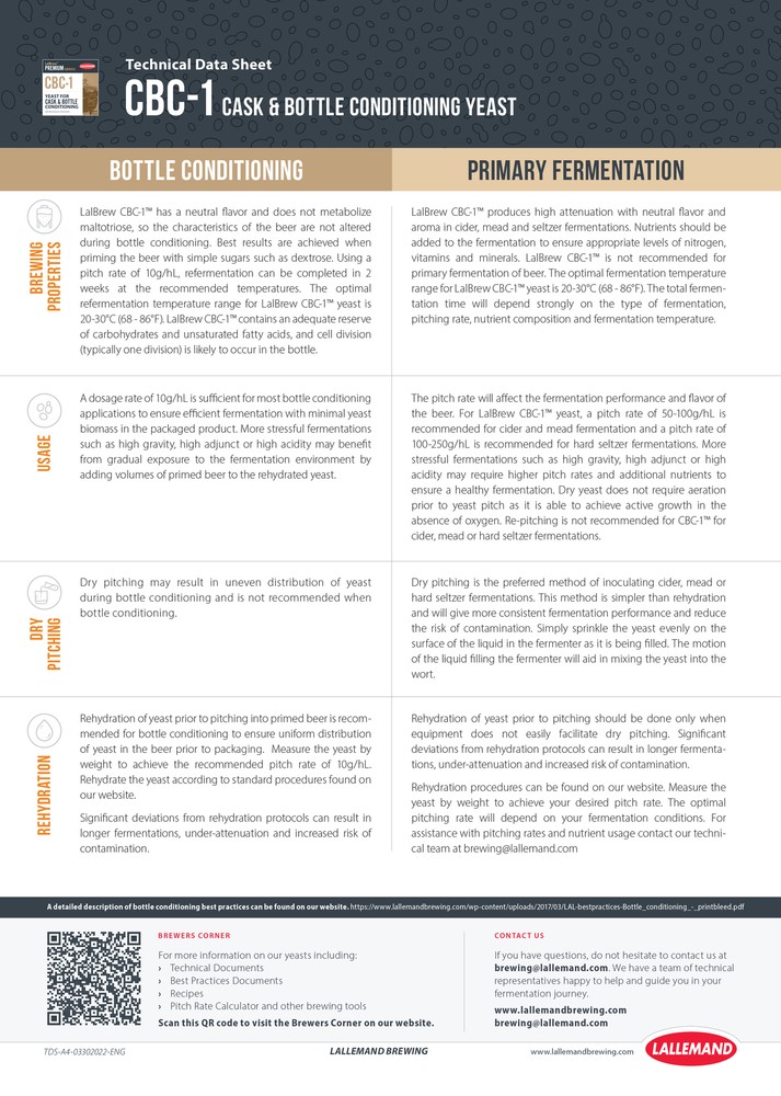 Lallemand CBC-1 Conditioning Yeast (11 gram)