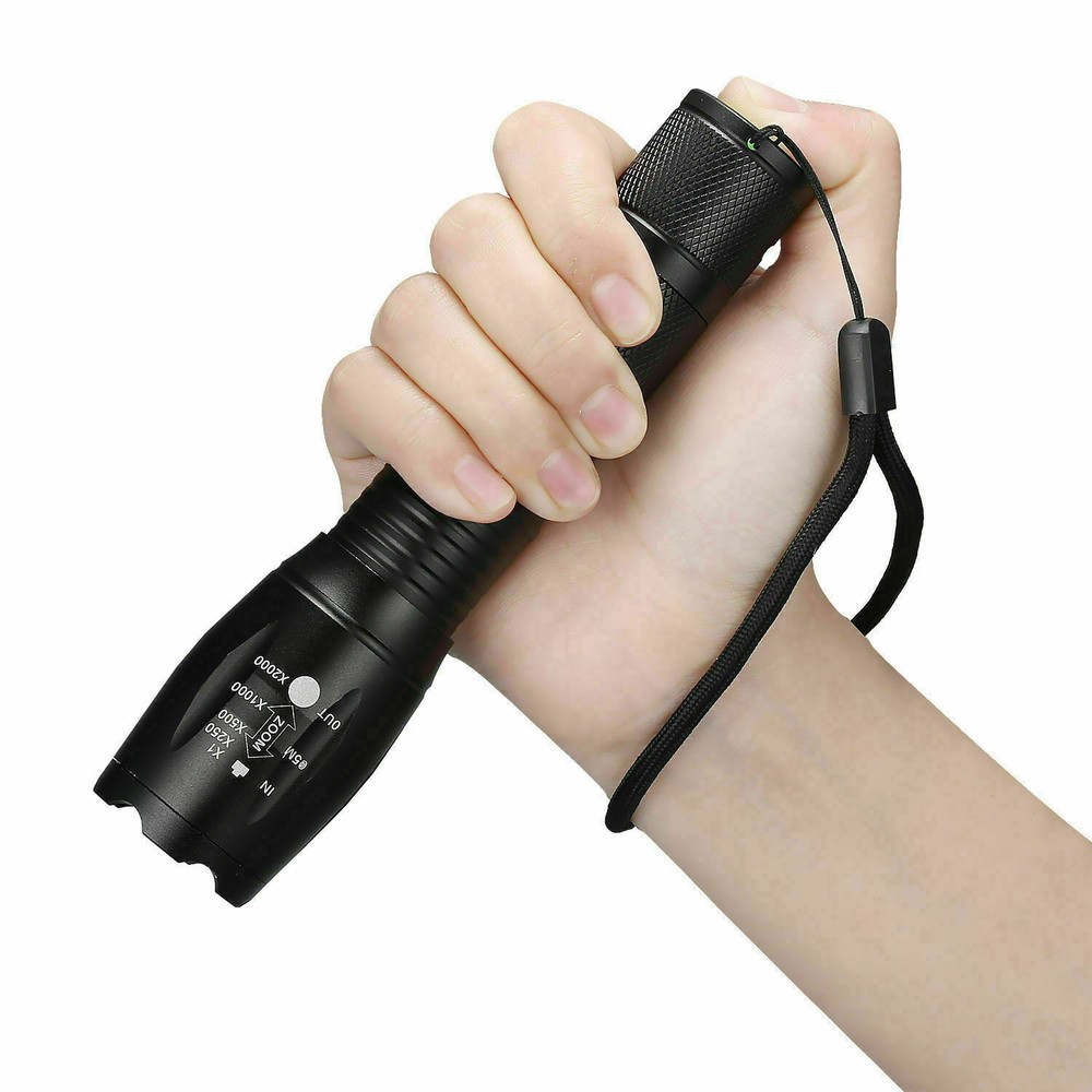 Super-Bright 90000LM Lamp LED Tactical Flashlight 5 Modes Zoomable Torch Light