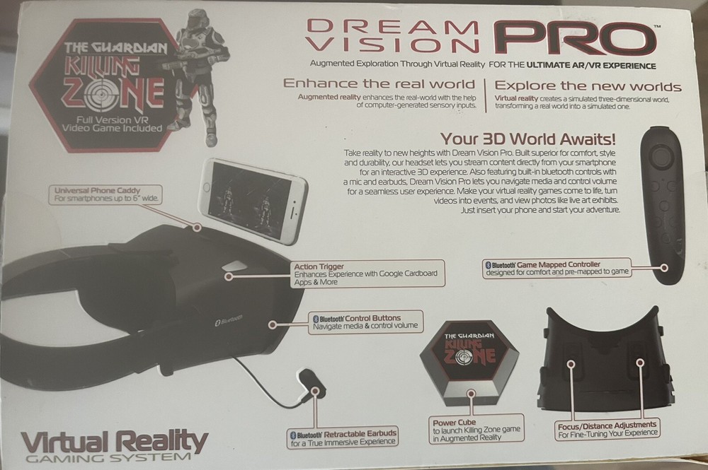 Tzumi Dream Vision Pro Virtual Reality VR Headset Controller- Comes With Game