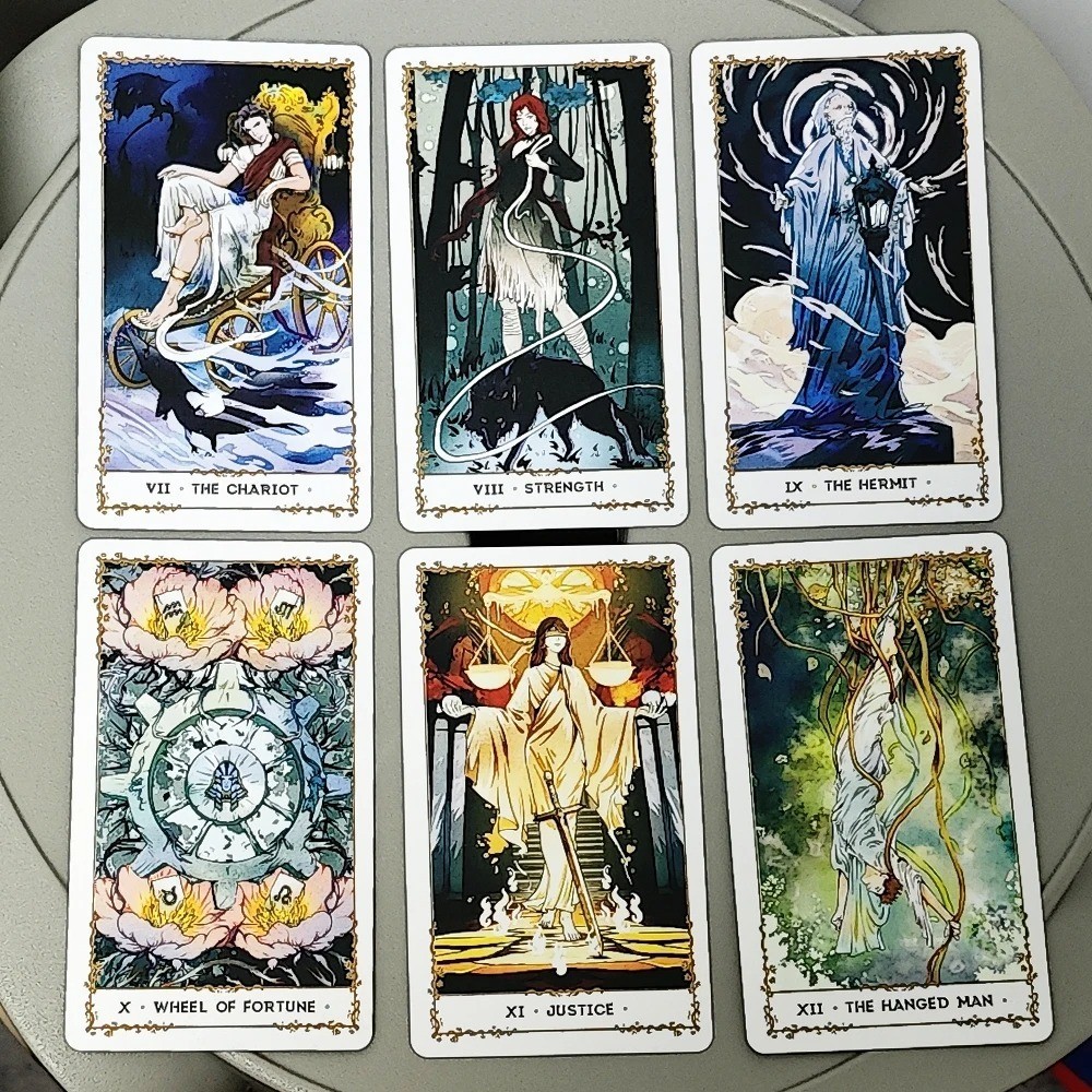 Silent Desolate Tarot Deck 78 Pcs Cartoon Tarot Cards Based on Rider System