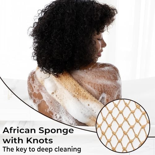 African Net Sponge, Authentic African Exfoliating Sponge, Black Owned, Back S...