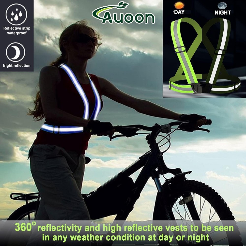 AUOON Reflective Running Vest,Reflective Large-5X-Large, 2 Pack Black Blue