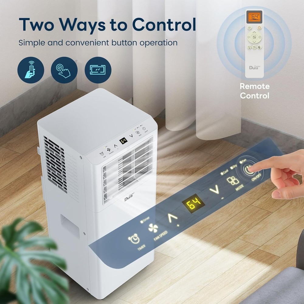 Energy-Efficient 8500 BTU Portable Air Conditioner White for Small Spaces