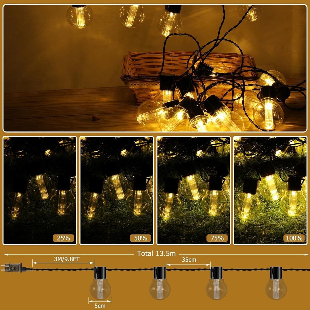 uominy Outdoor String Lights,Plug-in Low Voltage 3.5V,G50 Globe Patio String