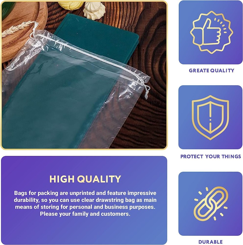 18” x 24 Double Drawstring Clear Poly Plastic Bags 2MIL Clear Large cs/500