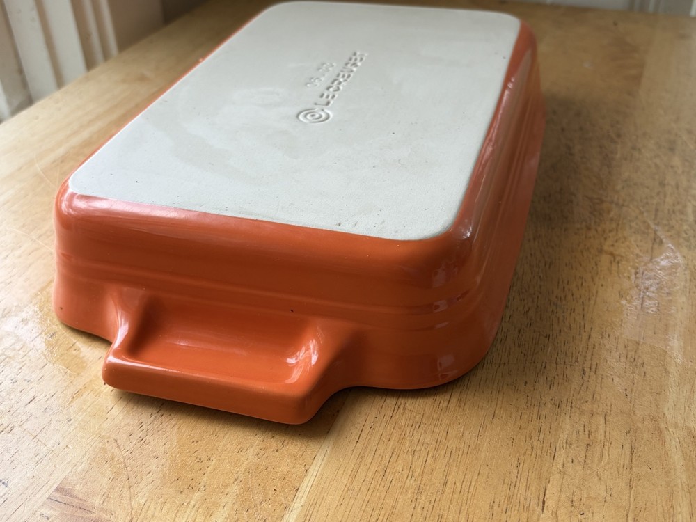 New - Le Creuset Flame Orange Rectangular Baking Dish 10x7 Stoneware