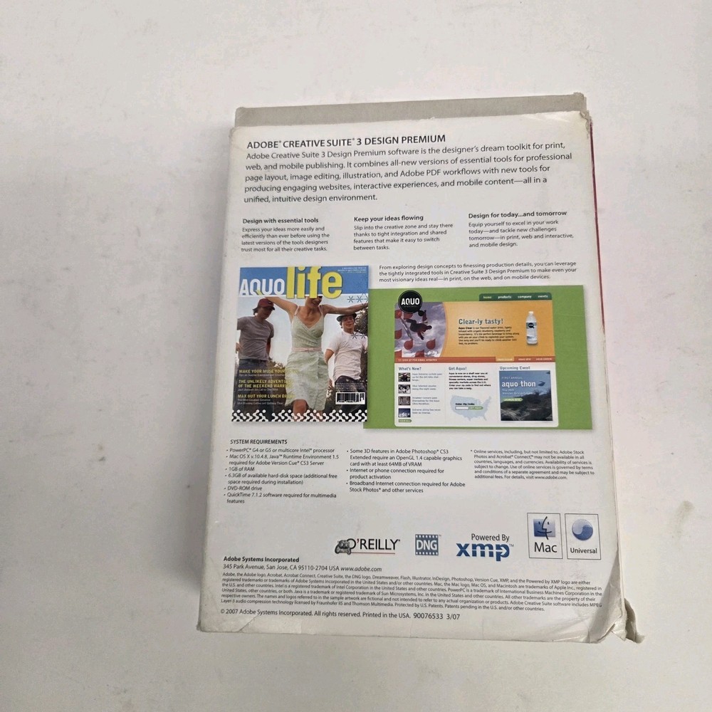 Adobe Creative Suite 3 Design Premium, 3 Disc Set, Box & Paperwork