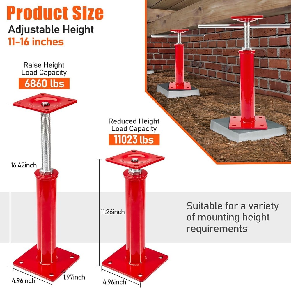 2PC Floor Leveling Lift Post Sagging Beam Jack Column Support House Remodel Tool
