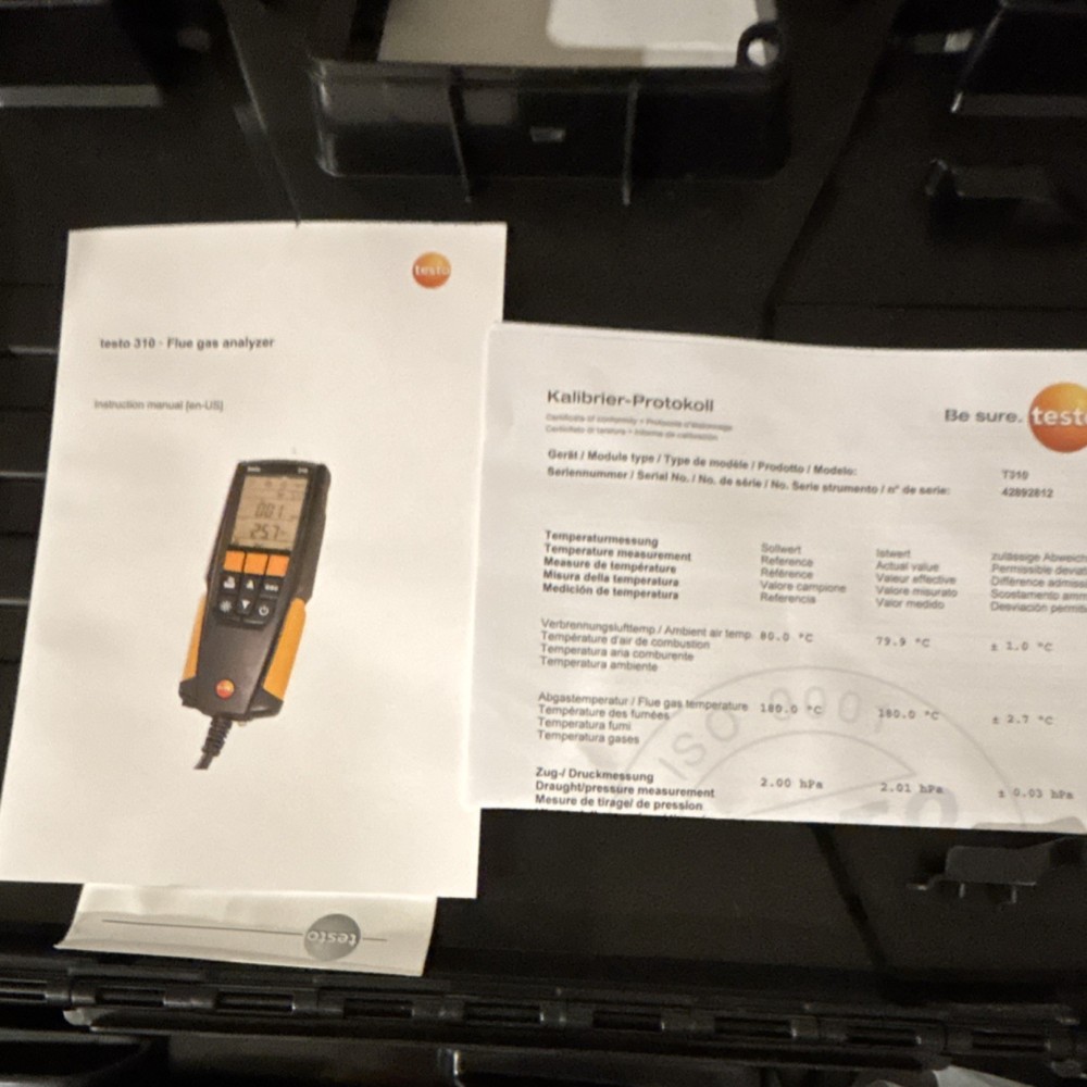Testo 310 Flue Gas Analyzer Kit with Accessories & Calibration Documents