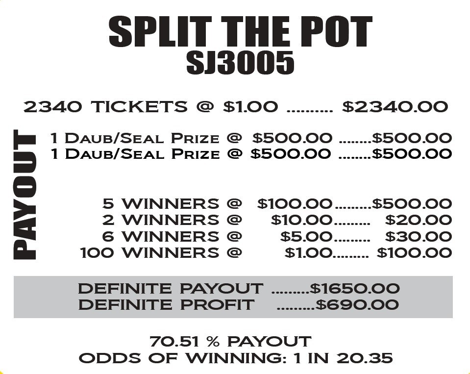 NEW pull tickets SPLIT THE POT - Seal Card Tabs