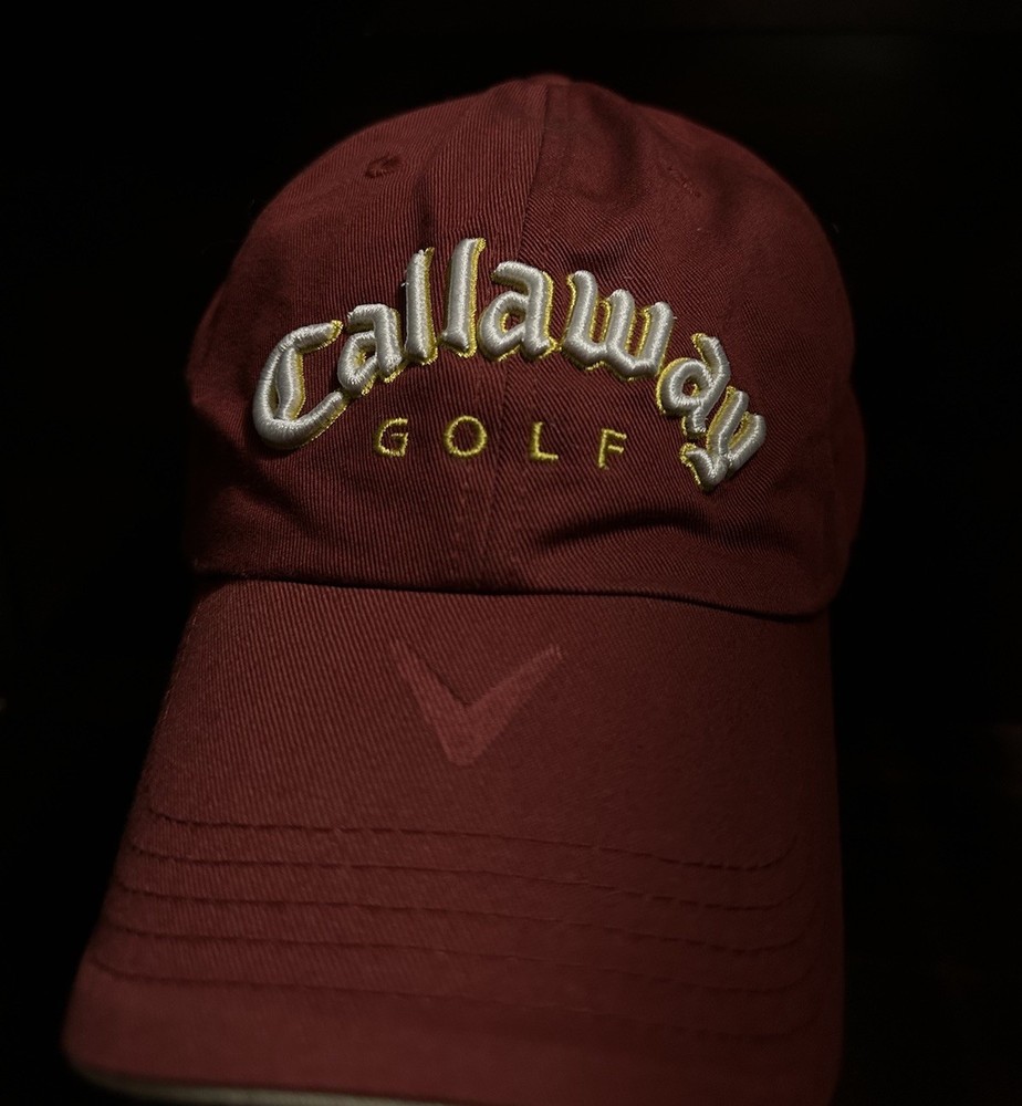 Callaway Golf Hat Unstructured Baseball Style Strapback Dark Red Embroidered Cap