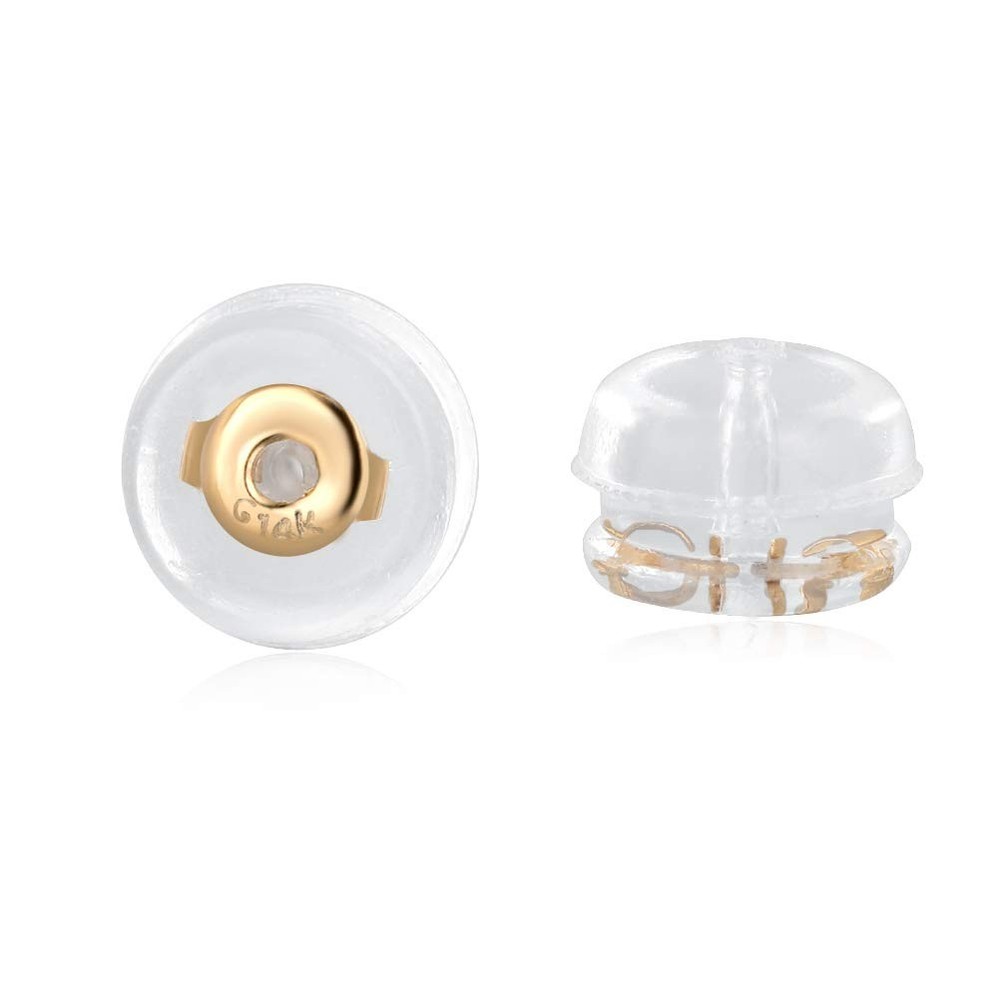 14K Real Solid Gold Earring Backs, Hypoallergenic Silicone, Secure for Studs