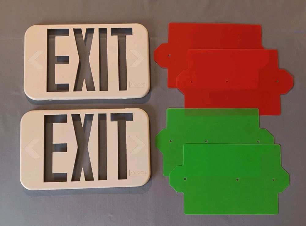Double Plastic Covers Lithonia Lighting Exit Signs with Color Inserts
