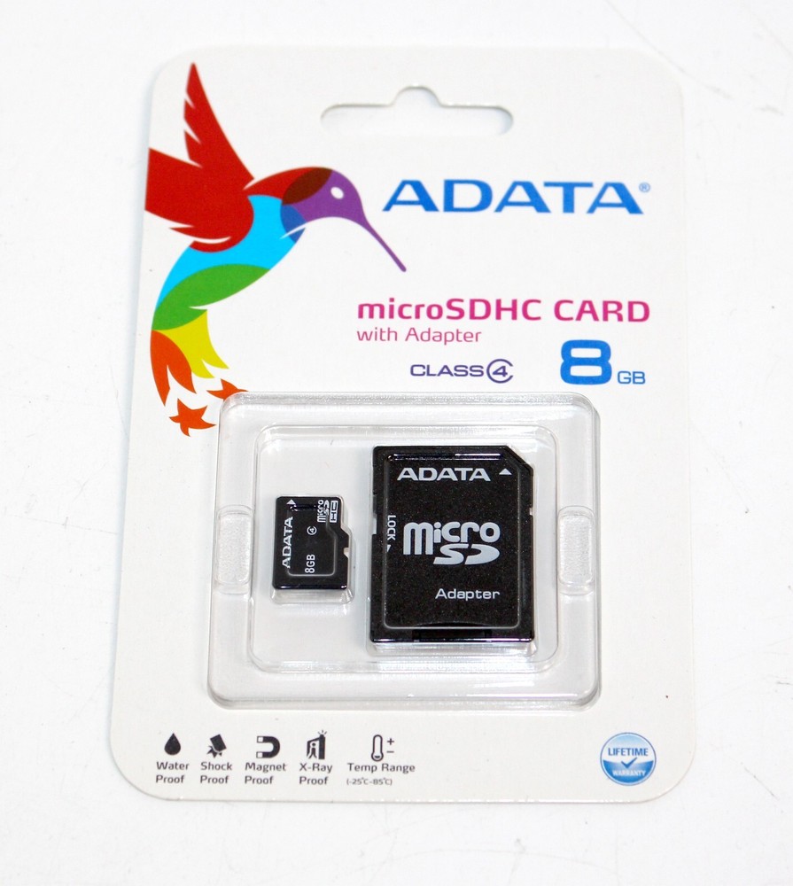 3 x ADATA 8GB microSDHC Class 4 Memory Card with Adapter (AUSDH8GCL4-RA1)