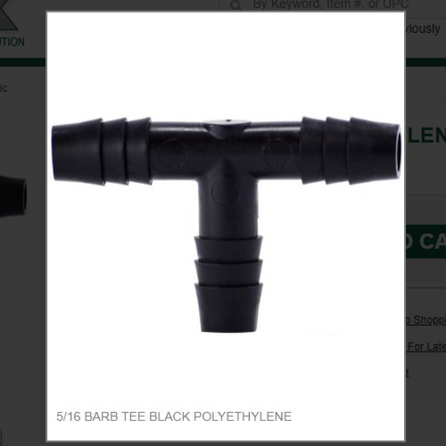 5/16 BARB TEE BLACK POLYETHYLENE # 33426B