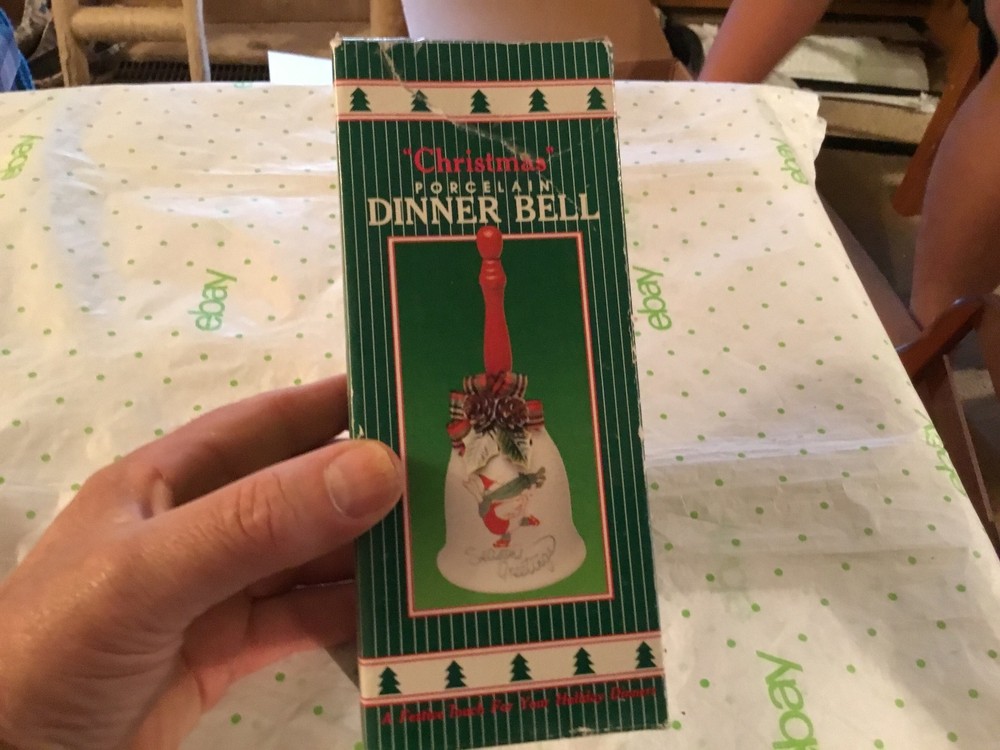 Christmas porcelain with wooden handle handbell
