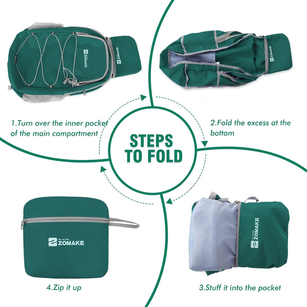 Lightweight Packable Backpack 28L Foldable Backpacks Water Resistant Collapsi...