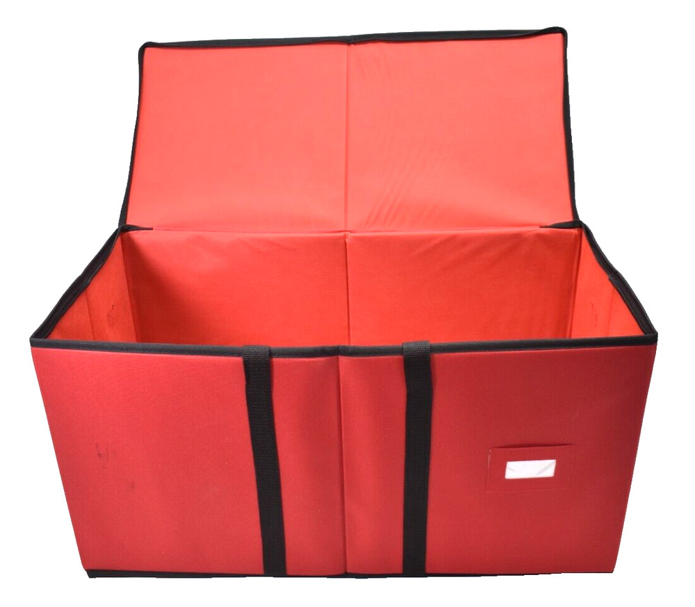 Songmics Collapsible Storage Tote Bin w Zippered Lid Red/Black Rectangular