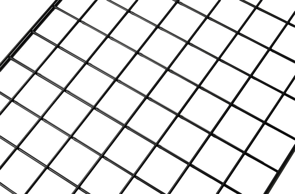 Gridwall Panel Display 2' x 6' Wire Grid Wall Black 2 Legs Standing Screen Metal