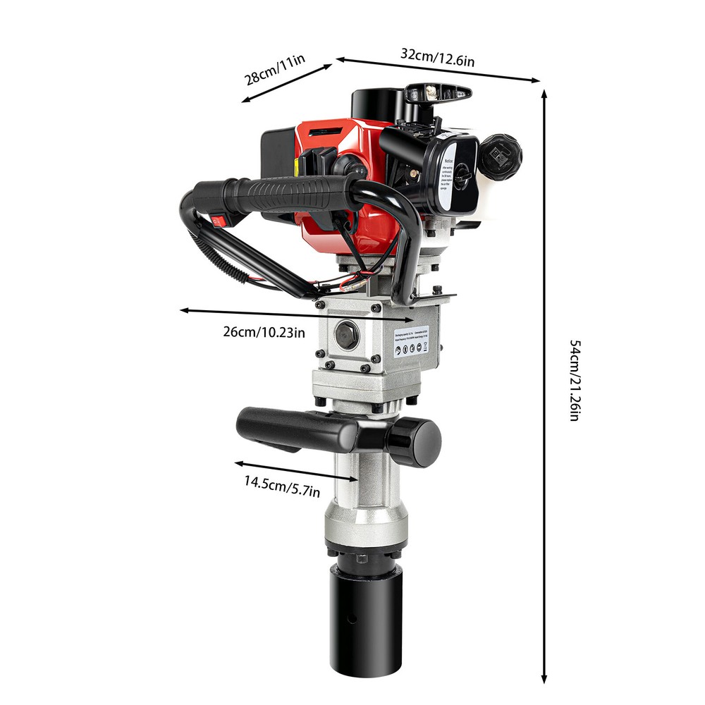 Gas Powered T-Post Driver 2-Stroke Gasoline Engine Fence Farm Push Pile Digger