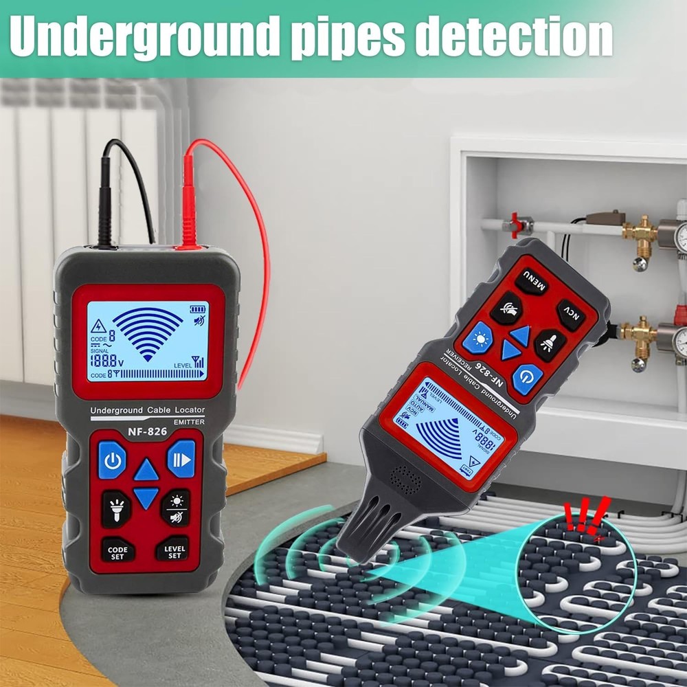 Professional Underground Cable Locator with 3000ft Detection and Voltage Meas...