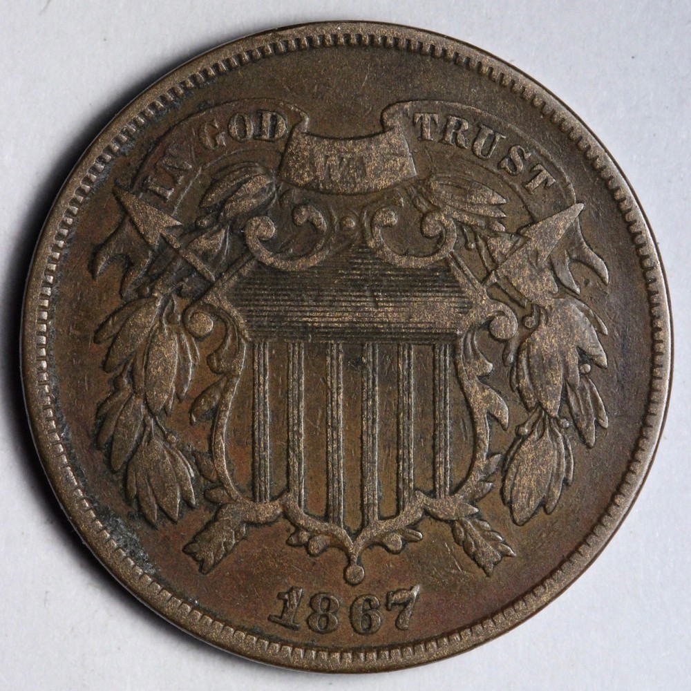 1867 Two Cent Piece XF E210 DONM