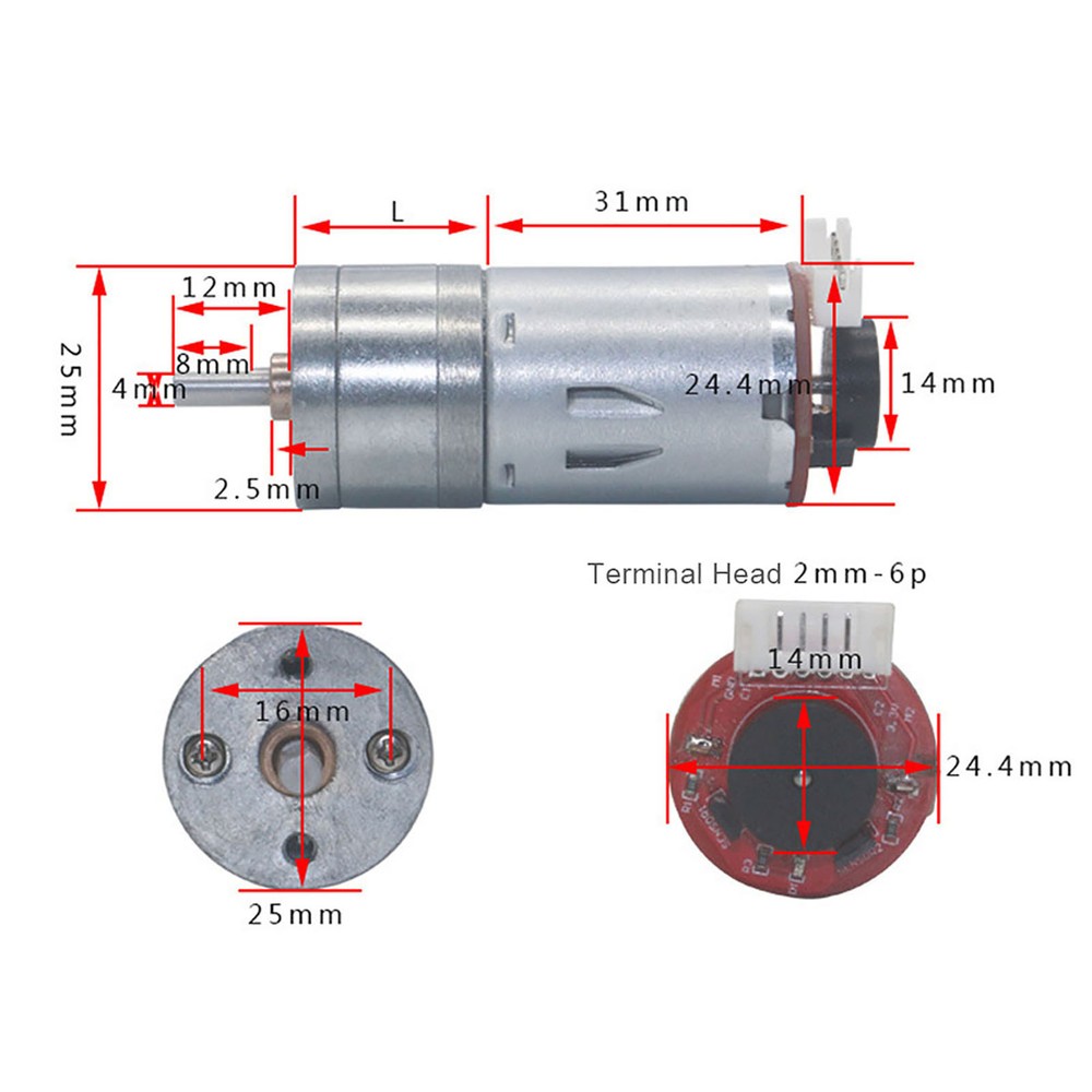 DC12V 1000RPM DIY Encoder Gear Motor With Mounting Bracket 65mm Wheel Kit