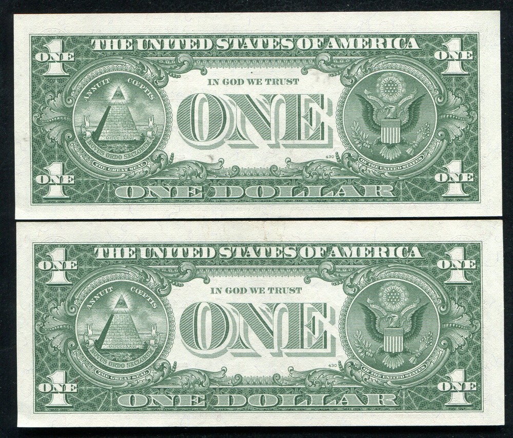 (2) CONSECUTIVE 1957-B $1 ONE DOLLAR *STAR* SILVER CERTIFICATES GEM UNCIRCULATED