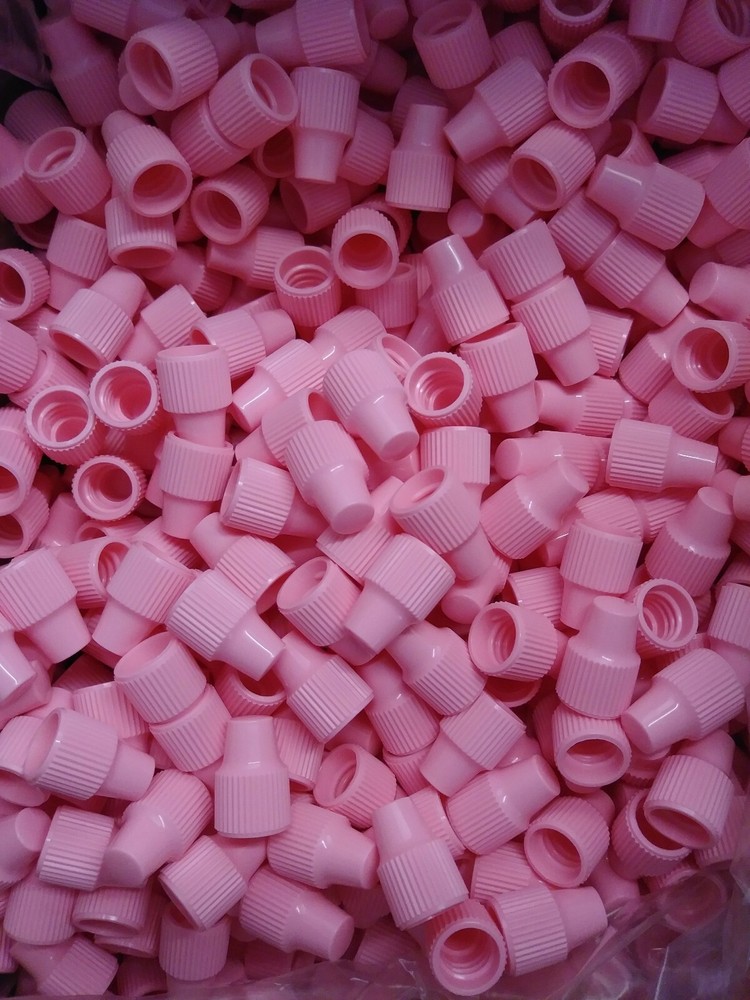 1000 pack Wheaton 242501-A Pink Polypropylene 8-425 Dropper Tip Cap