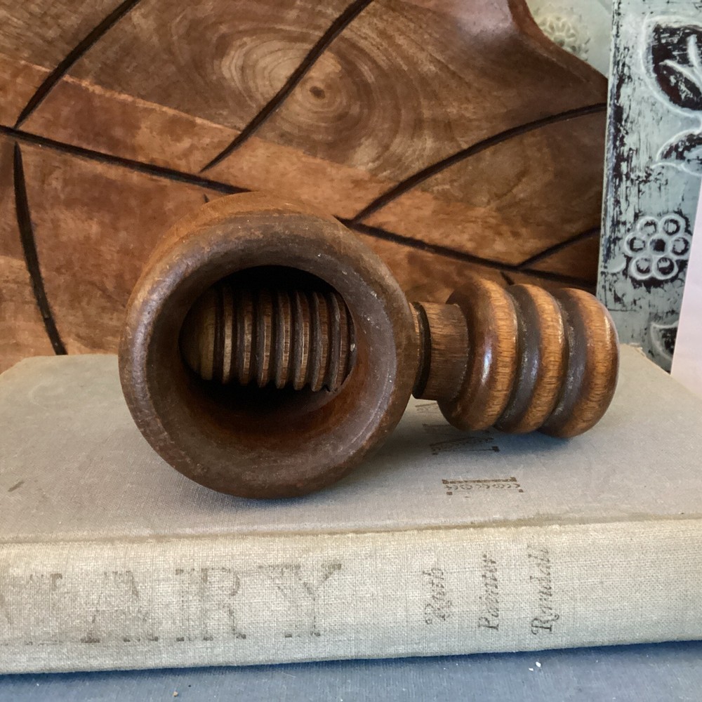 Vintage Wood Handheld Screw Nut Cracker