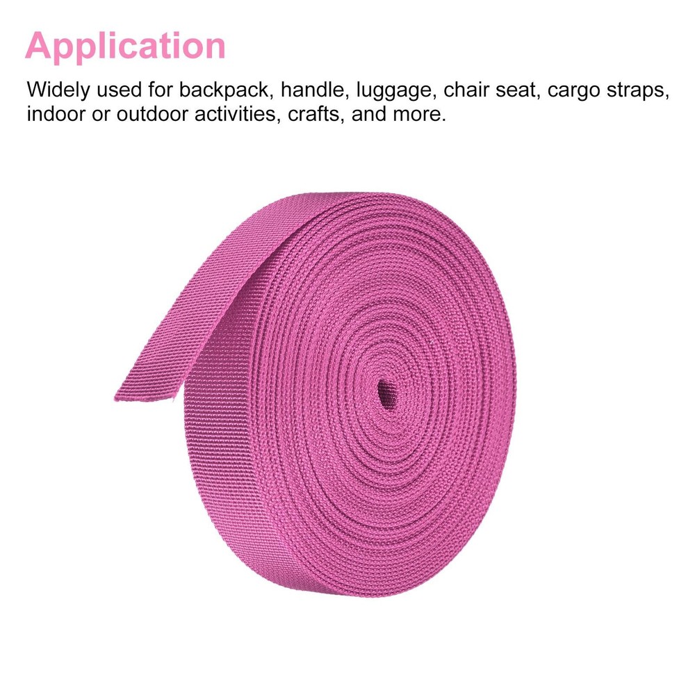 Flat Nylon Webbing Strap 1 Inch 10 Yards Light Rose Red for Backpack, Luggage