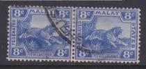 FEDERATED MALAY STATES, 1918 Script CA, 8c. Deep Blue, pair, used.