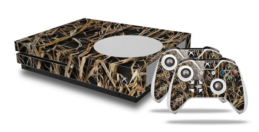 Skin XBOX One S Console Controller WraptorCamo Grassy Marsh Camo Dark Gray
