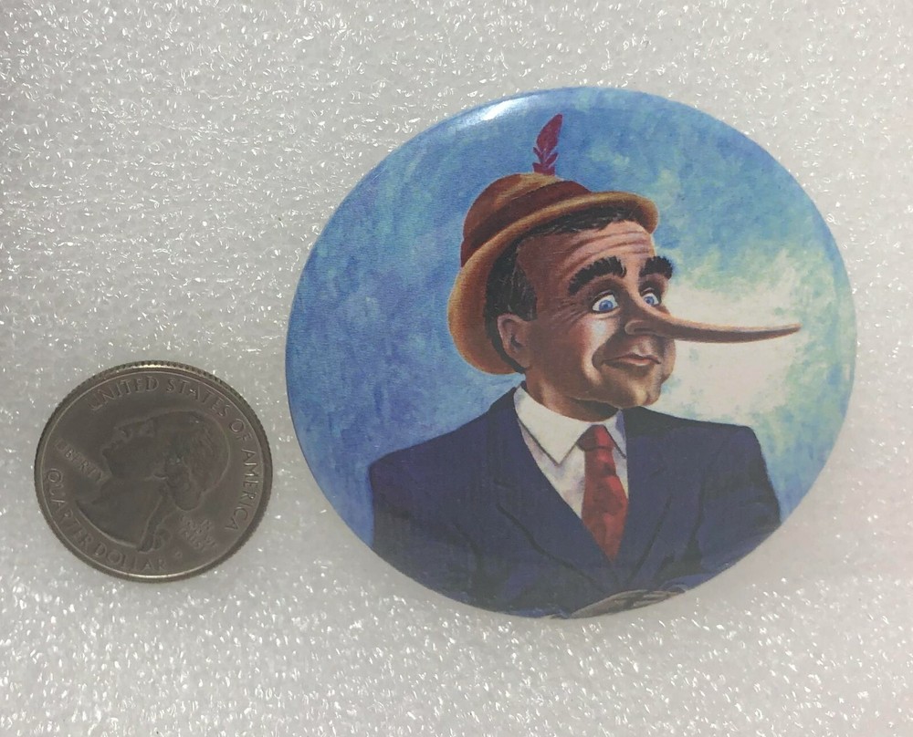 George Bush Pinocchio Political Button Pin