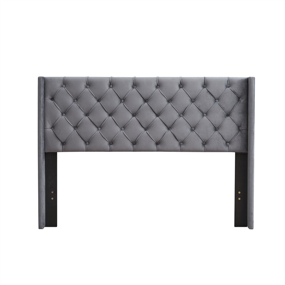 Queen Size Bed Frame Upholstered Platform Bed w/ Upholstered Headboard US