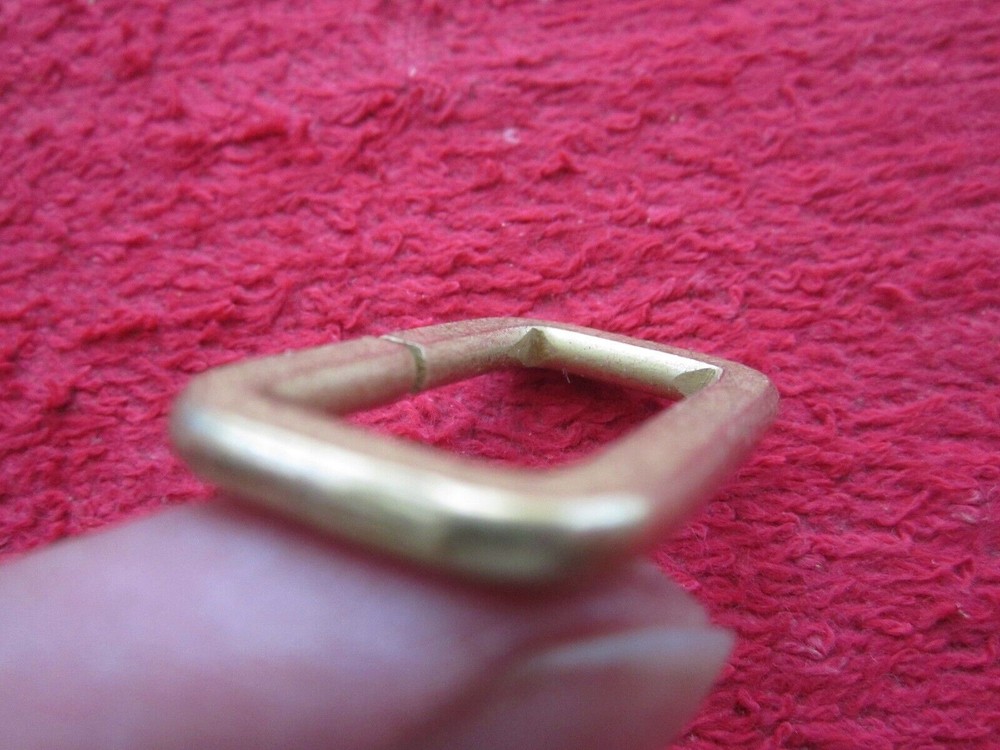 12 VINTAGE 1" x 1/2" RECTANGLE FLAT LOOPS, GOLD TONE, NOS