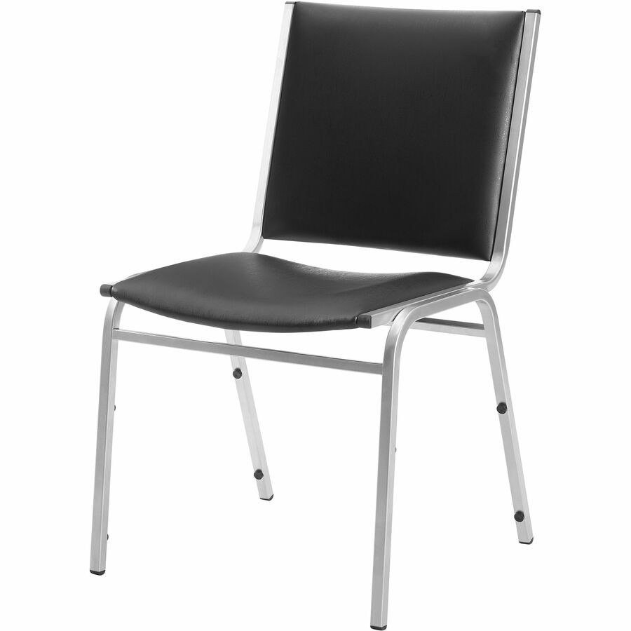 Lorell LLR62502 Padded Armless Stacking Chair Black Vinyl