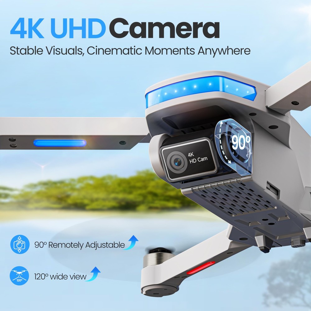 4K GPS Drone with Camera, FPV, Auto Return, 46 Min Flight, Foldable, 249g