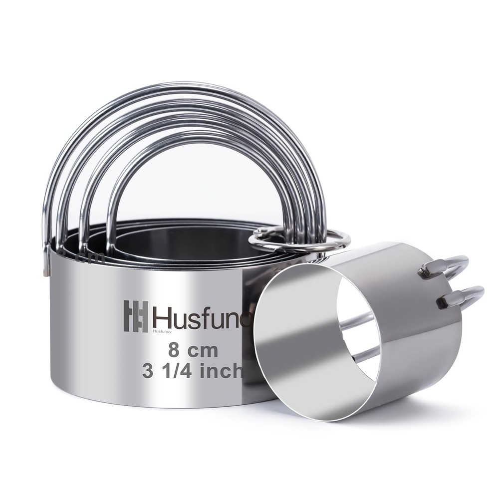 BiscuitSet Round Cookies with Handle 5pcs handle, Silver