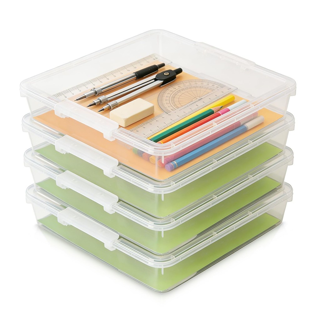 4 Pack Board Game Storage, Extra Large Craft Organizer Box with Latching Lid ...