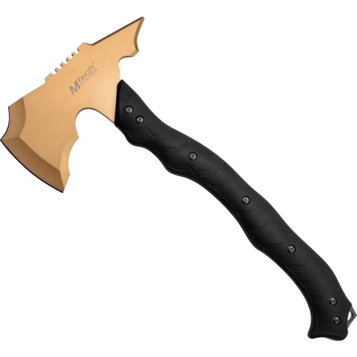 MTech Axe 7.13" Gold Titanium Coated Stainless Head Black Rubberized ABS Handle